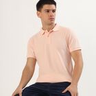 Men's Light Pink Polo Neck Casual T-Shirt, Pink, small