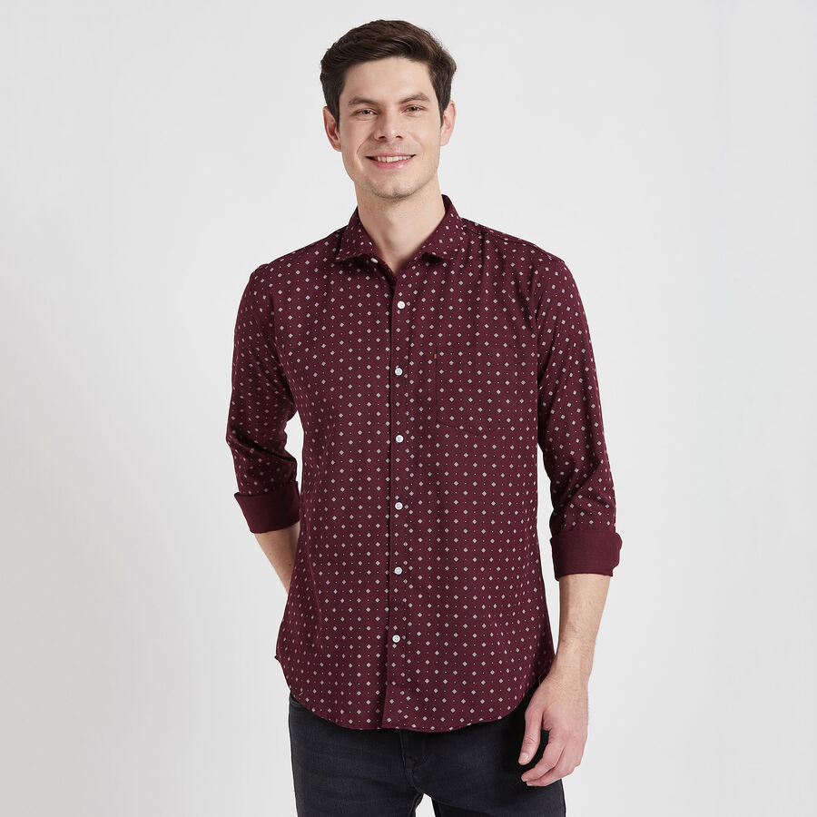 Printed Casual Shirt, Wine, large image number null