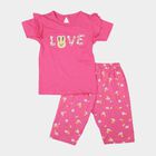 Infants' Pink Cotton Solid T-Shirt and Capri Set, Pink, small