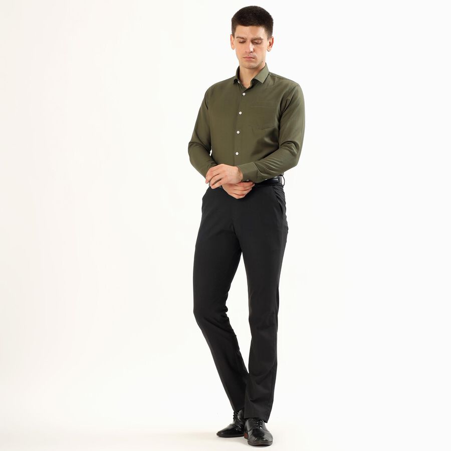 Men's Dark Olive Green Full Sleeve Classic Formal Shirt, गहरा हरा, large image number null