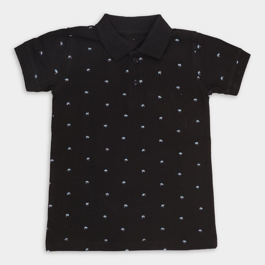Boys' 100% Cotton Half Sleeves T-Shirt, काला, large image number null