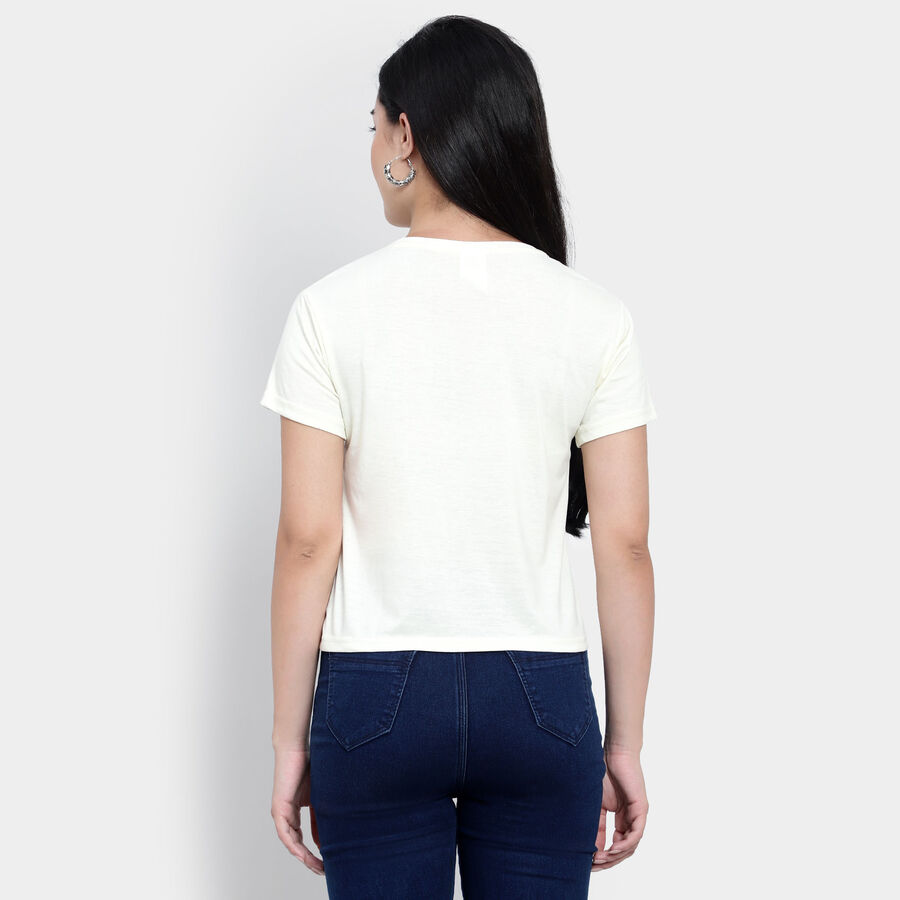 Round Neck T-Shirt, ऑफ व्हाइट, large image number null