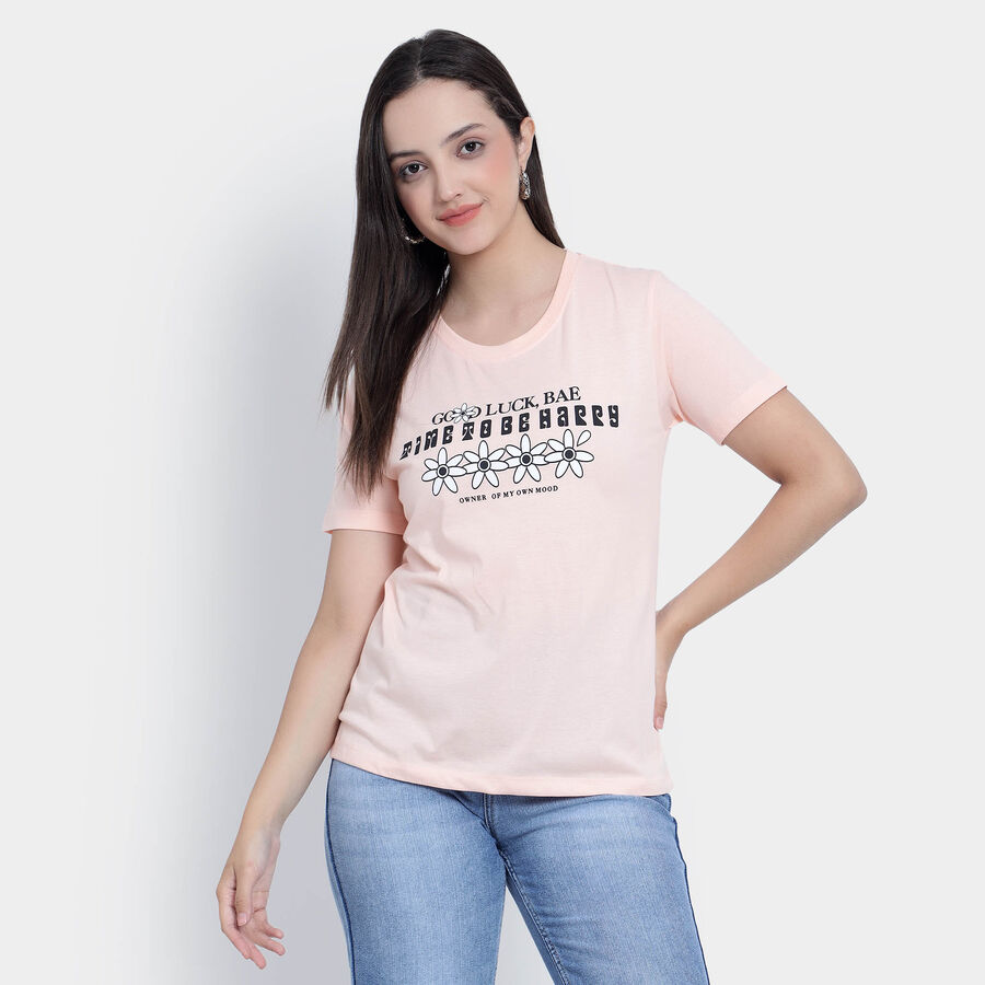 Round Neck T-Shirt, Peach, large image number null