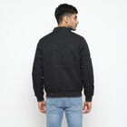 Men's Navy Blue Stand Collar Bomber Jacket, Navy Blue, small