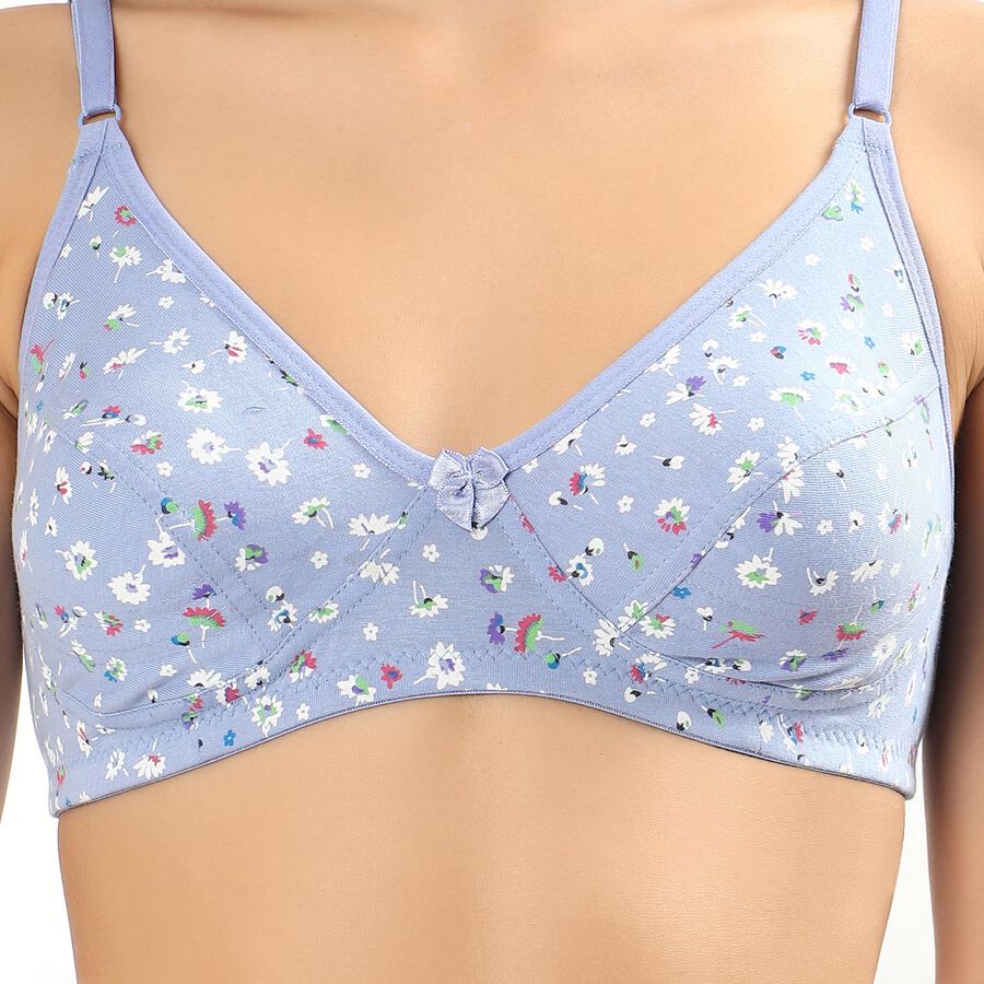 Ladies' 100% Cotton Bra , Light Blue, large image number null