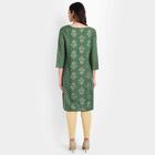 Printed Straight Kurta, Dark Green, small image number null