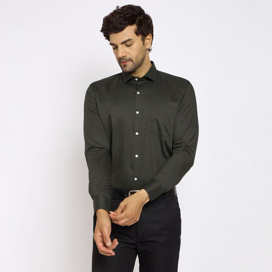 Men's Formal Shirt, गहरा हरा, large image number null
