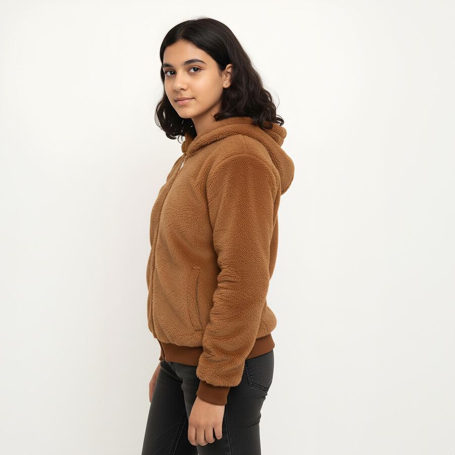 Girls' Jacket, भूरा, large image number null
