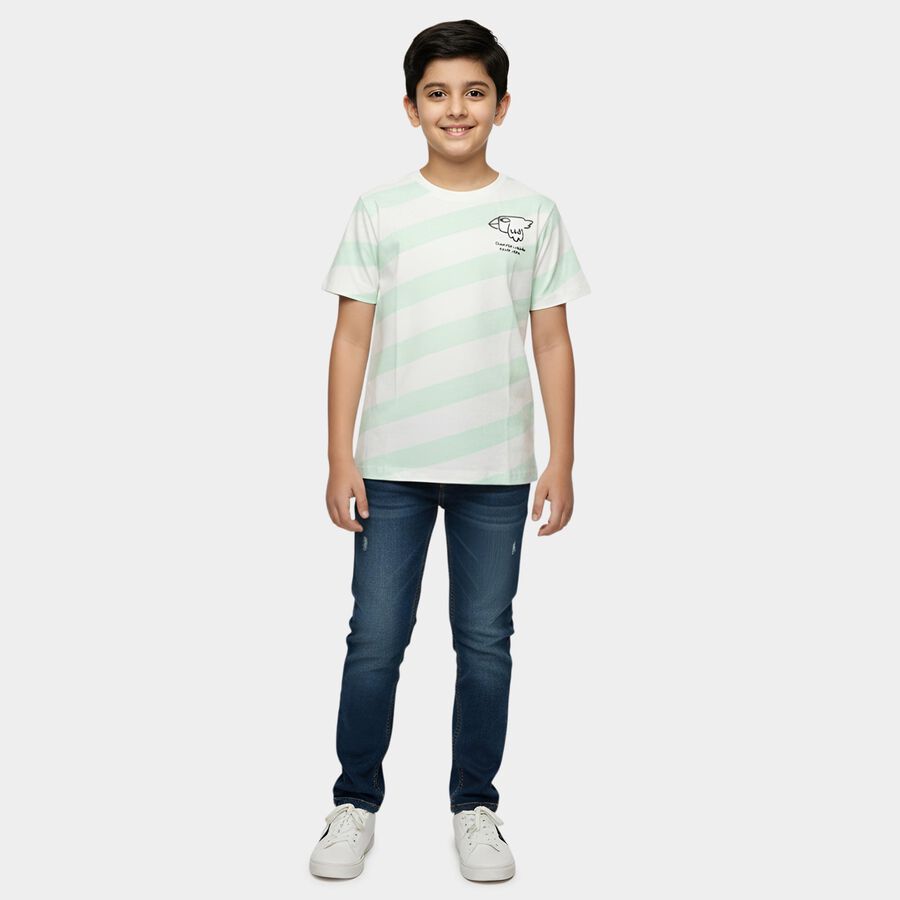 Boys' Half Sleeves T-Shirt, हल्का हरा, large