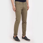 Solid Slim Casual Trousers, Olive, small image number null