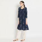 Ladies' 100% Cotton Kurta, गहरा नीला, small image number null