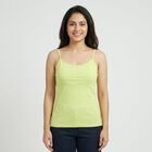 Women's Green Cotton Blend Sleeveless Minimalist Slip, हल्का हरा, small