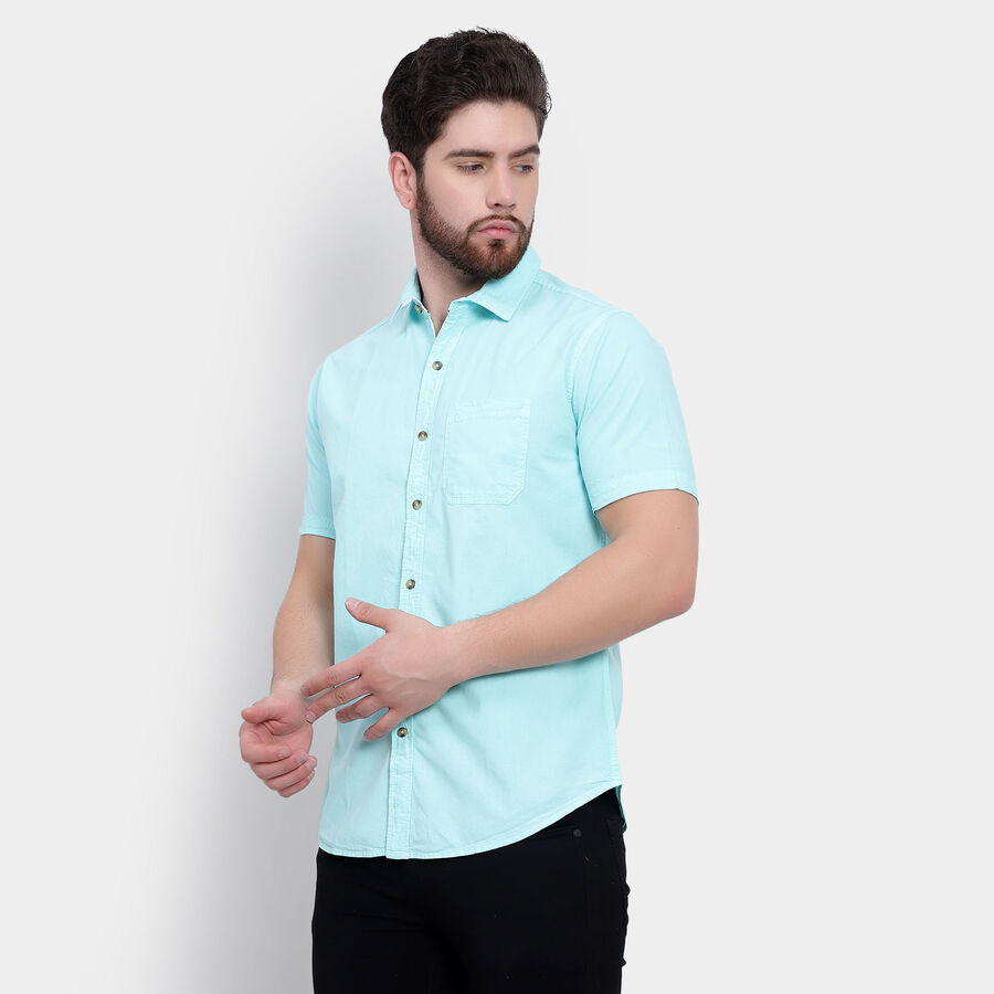 Cotton Solid Casual Shirt, Aqua, large image number null