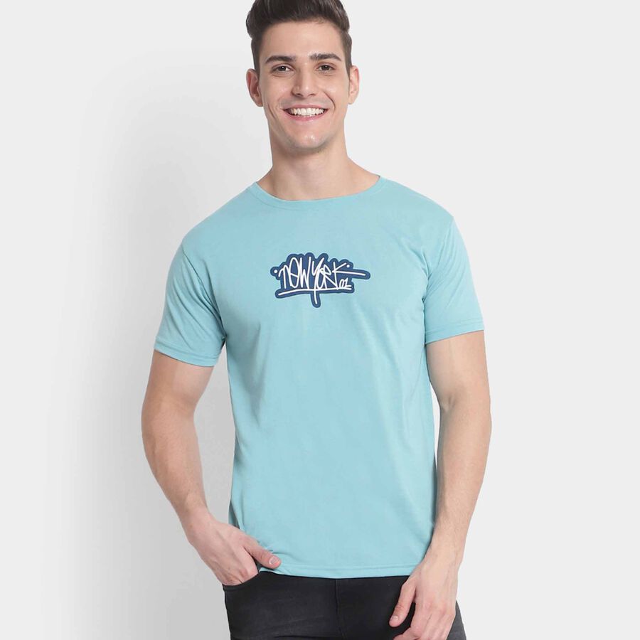 Round Neck T-Shirt, Mid Blue, large image number null
