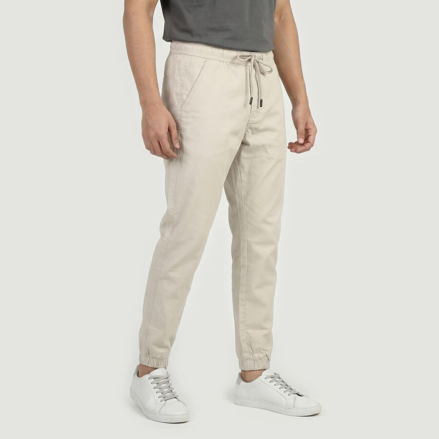 Men's Silver Slim Fit Casual Trousers, सिल्वर, large