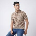 Men's Brown Cotton Polo Collar Casual T-Shirt, Brown, small