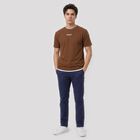 Men's Brown Round Neck Graphic Print Regular T-Shirt, भूरा, small