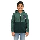 Boys Dark Green and Green Hoodie Neck Casual Sweatshirt, गहरा हरा, small image number null