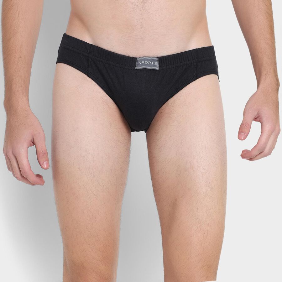 Men's 100% Cotton Briefs , काला, large