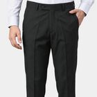 Men's Navy Blue Slim Fit Flat-Front Formal Trousers, Navy Blue, small