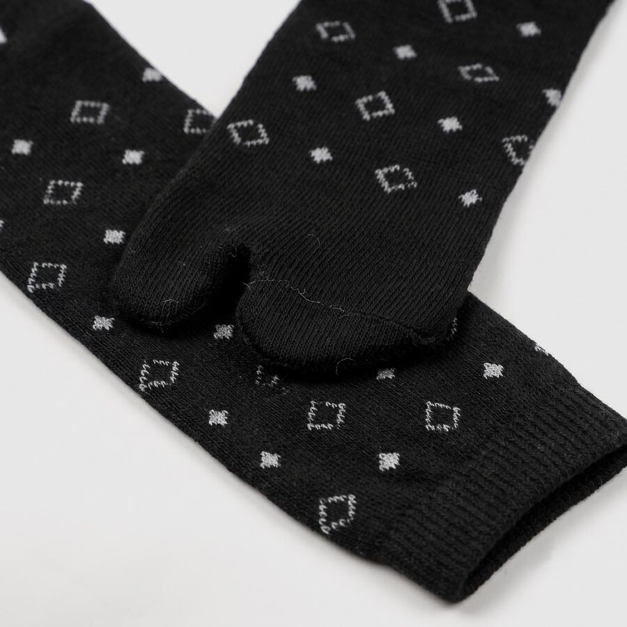 Women's Black Regular Fit Geometric Pattern Pack of 1 Socks, काला, large