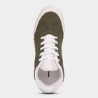 Men's Muted Olive Green Lace-Up Casual Sneakers, ओलिव, small