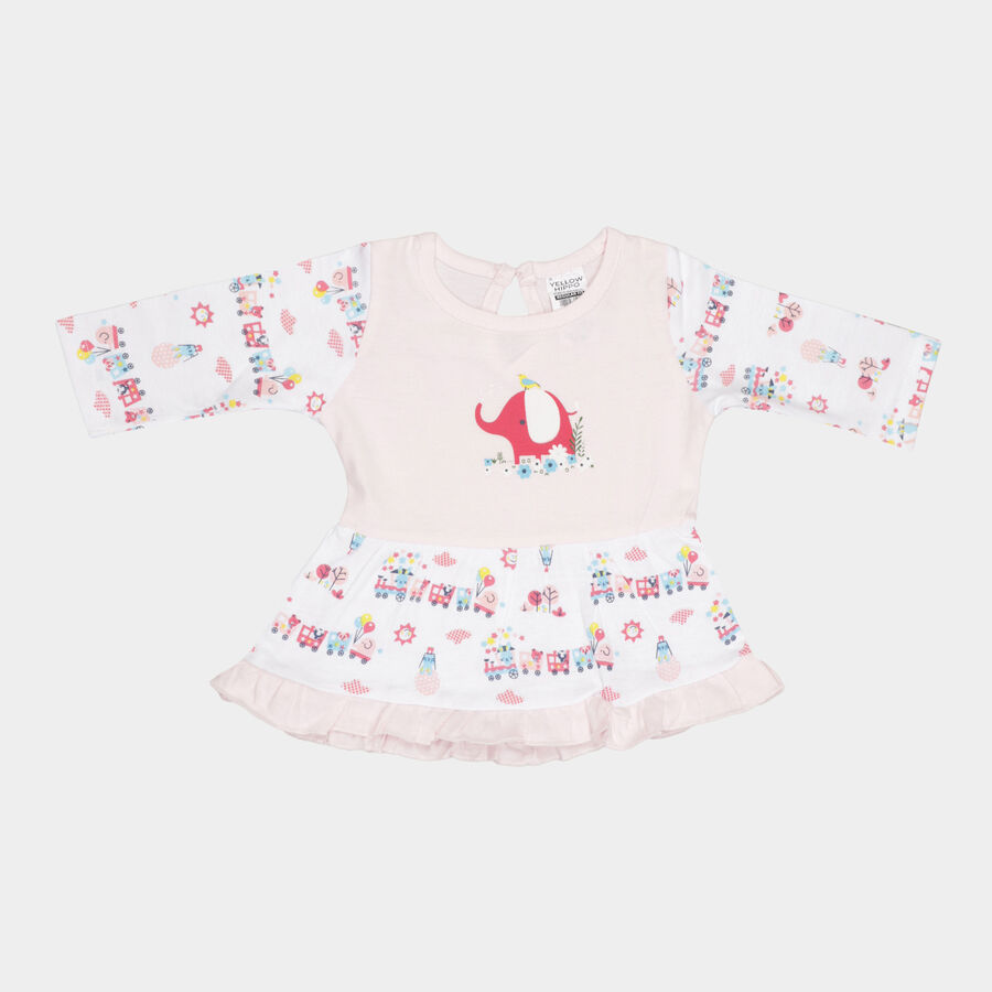 Infants Cotton Frock, Light Pink, large image number null