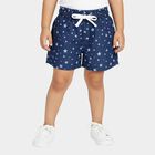 Girls' Dark Blue Regular Fit Drawstring Shorts, गहरा नीला, small