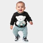 Infants' Black Crew Neck Long Sleeve Pullover, काला, small