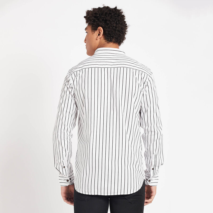 Cotton Stripes Casual Shirt, White, large image number null