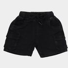Boys Black Cotton Cargo Style Bermuda Shorts, Black, small