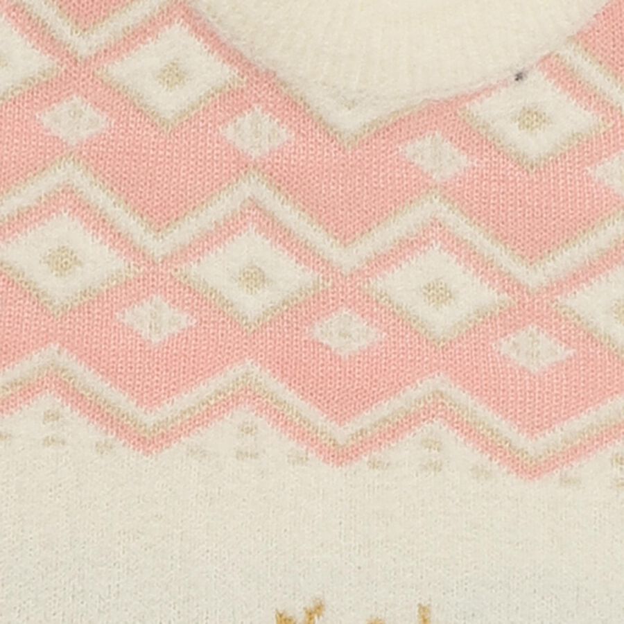 Infants Off-White Crew Neck Casual Pullover, ऑफ व्हाइट, large image number null