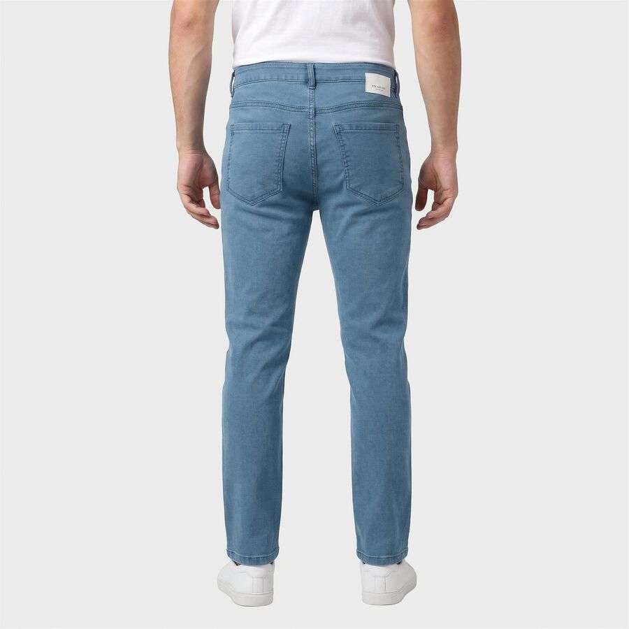Men's Light Blue Straight Fit Washed Jeans, हल्का नीला, large