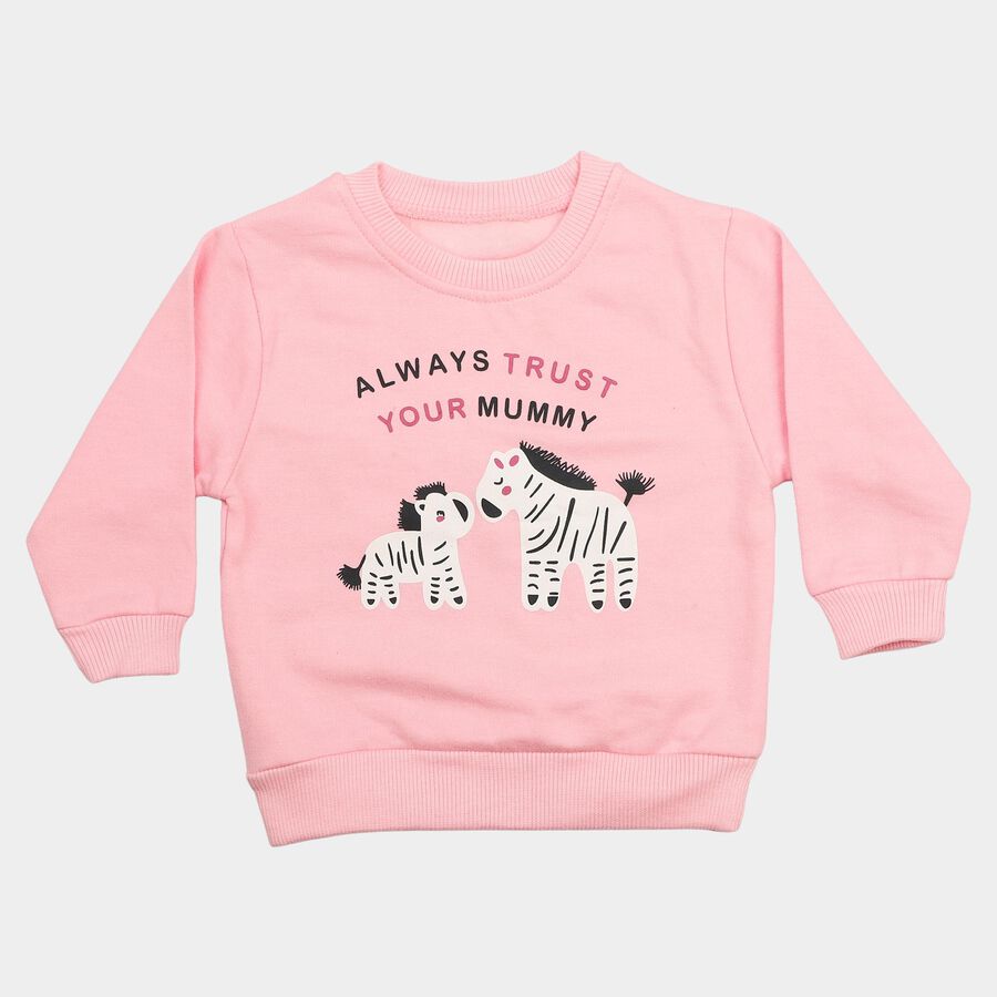 Infants' Pink Round Neck Pullover Sweatshirt, Pink, large