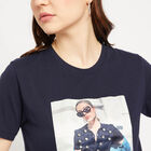 Embellished Round Neck T-Shirt, Navy Blue, small image number null