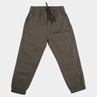 Boys Olive Green Regular Fit Solid Trousers, ओलिव, small