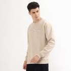 Men's Light Beige Crew Neck Casual Sweatshirt, गहरा पीला, small image number null