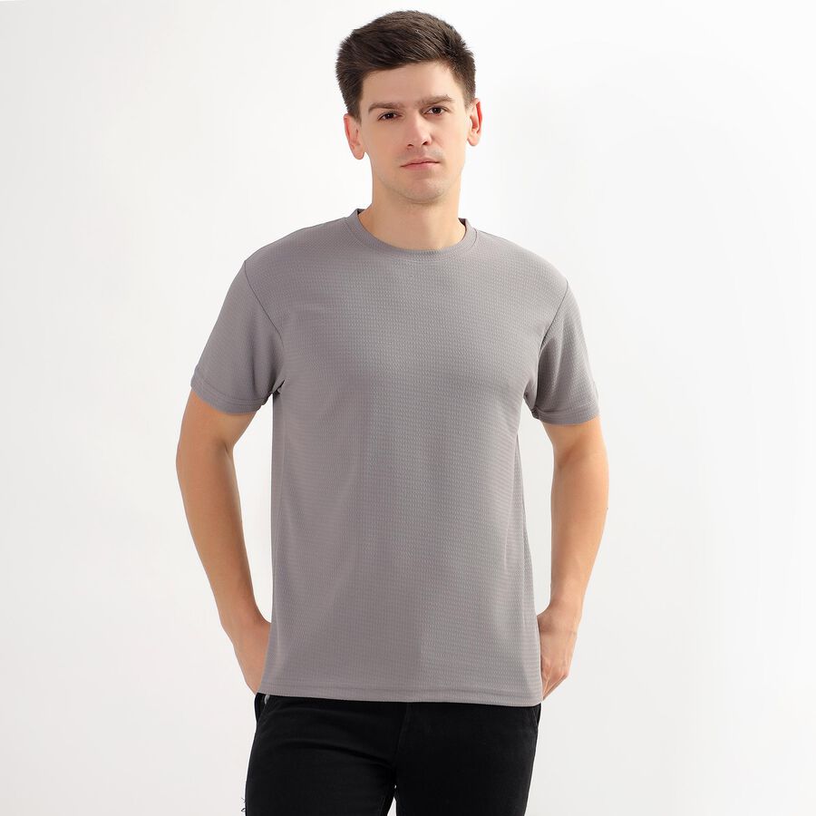 Men's Deep Grey Crew Neck Drifit T-Shirt, Dark Grey, large