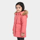 Girls' Pink Hooded Puffer Jacket, गुलाबी, small