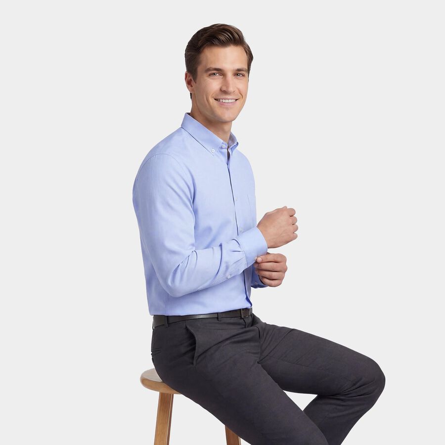 Men's Light Blue Spread Collar Classic Formal Shirt, हल्का नीला, large