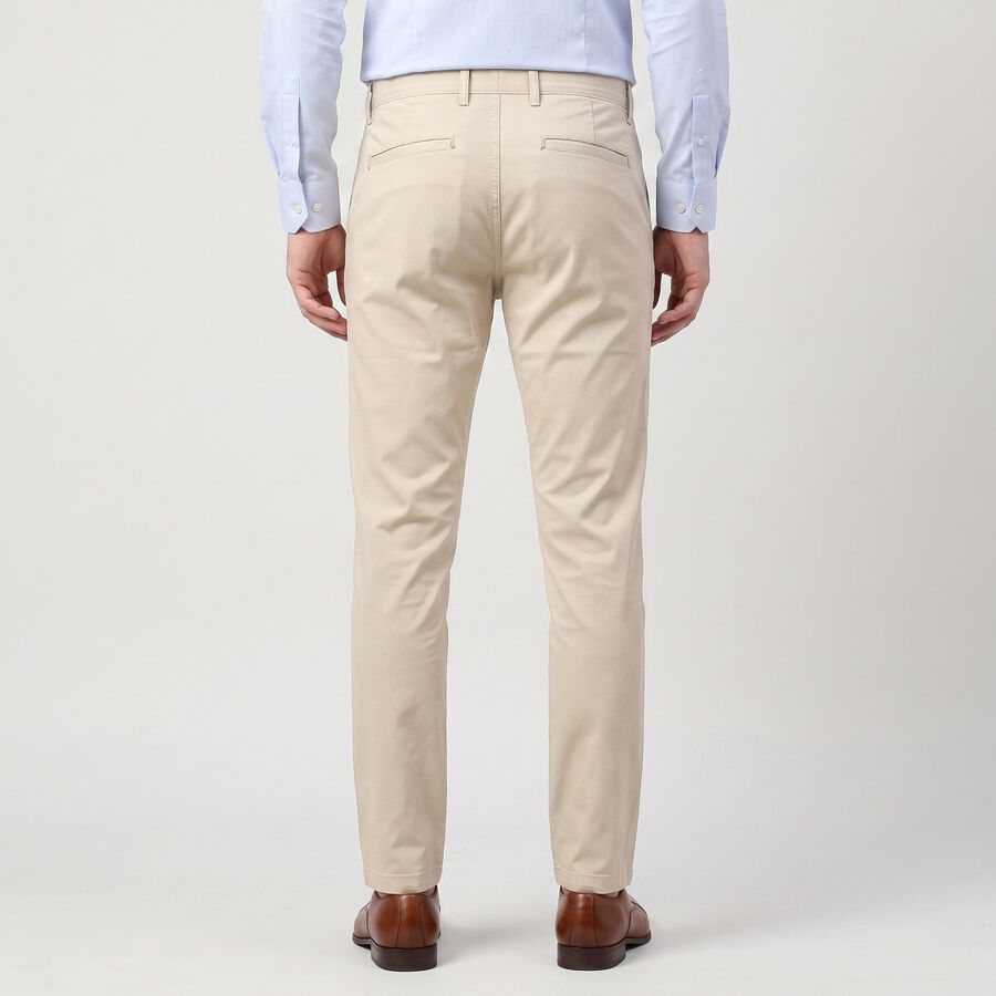 Men's Beige Slim Fit Textured Chino Trousers, गहरा पीला, large