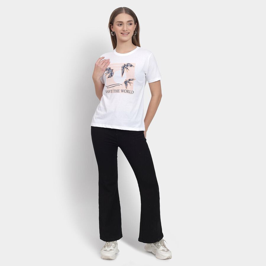 Ladies' Round Neck T-Shirt , सफ़ेद, large image number null
