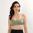 Women's Soft Olive Green Cotton Blend Scoop Neck Casual Bra, Light Green, small image number null