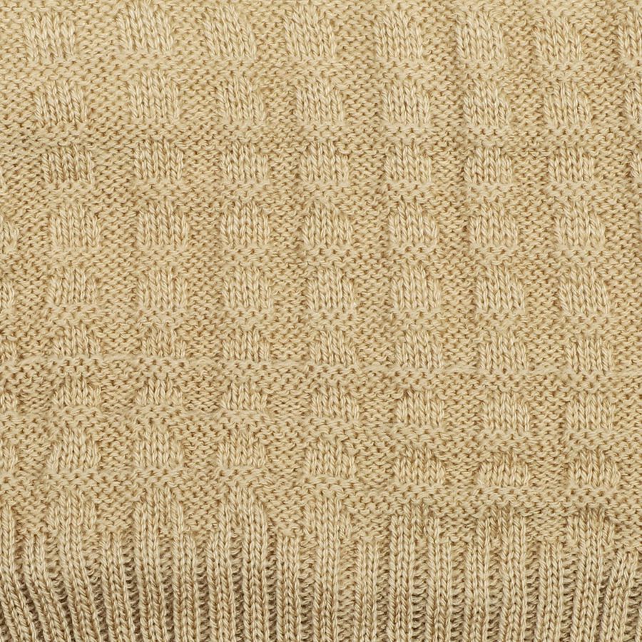 Boys' Beige Textured Knit Beanie Cap, Beige, large