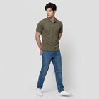 Men Olive Green Polo Neck Polo T-Shirt, Olive, small