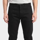 Men's Black Straight Fit Solid Jeans, Black, small