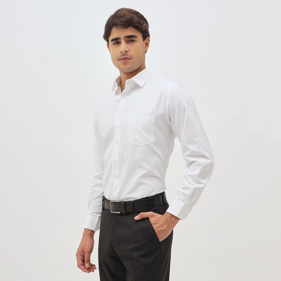 Men's Rich Eggshell White Classic Formal Shirt, सफ़ेद, large image number null
