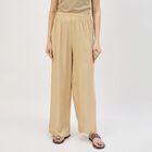 Women's Solid Regular Fit Minimalist Palazzos, गहरा पीला, small