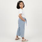 Girls' Light Blue Wide Leg Tie Waist Jeans, हल्का नीला, small image number null