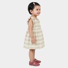 Infants' Beige Checked Embroidered Fit and Flare Frock, गहरा पीला, small
